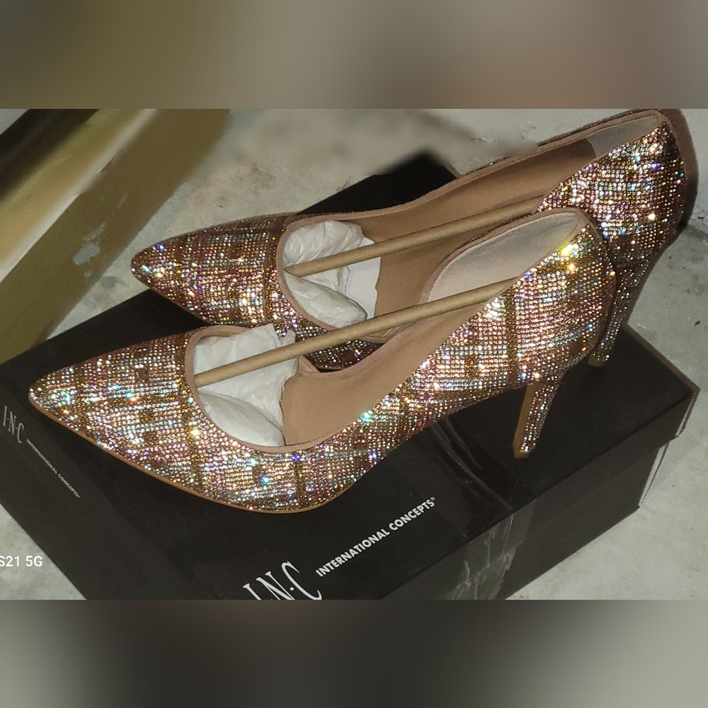 INC Womens Pink D'orsay Embellished Kenjay Pointed Toe Stiletto Slip On - Picture 5 of 7
